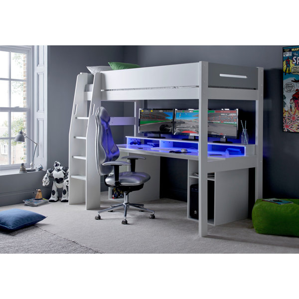 Lonan European Single 90 x 200cm Mate s Captain s High Sleeper Loft Bed Bed with Built in Desk